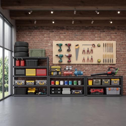 5 Tier 60”W x 20”D x 78”H Heavy Duty Garage Storage Shelves 3300LBS Metal Garage Shelving Adjustable Garage Storage Shelving Units Metal Shelves for Industrial Shelf
