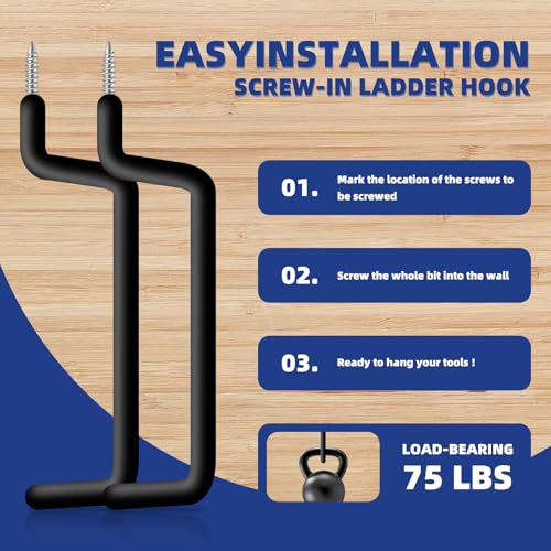 10 Pcs Ladder Hook Screw in Storage Hanger for Garage Wall (10 Count)