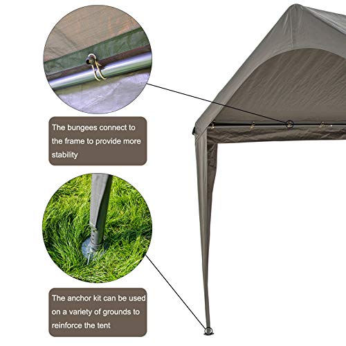 10x20 Ft Heavy Duty Carport Canopy Outdoor Portable Dark Grey