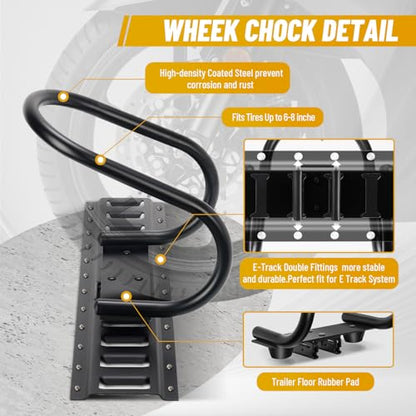 4Pcs E Track Wheel Chock with Trailer Floor Rubber Pad