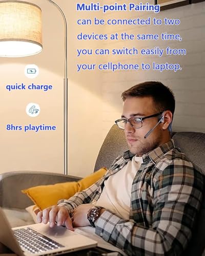 Bluetooth Headphones with Mic Open Ear Headphones Bluetooth 5.2 Headset with Dual CVC8.0 and ENC Noise
