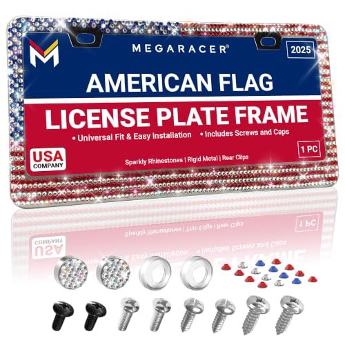 Patriotic USA American Flag Bling License Plate Frame for Women