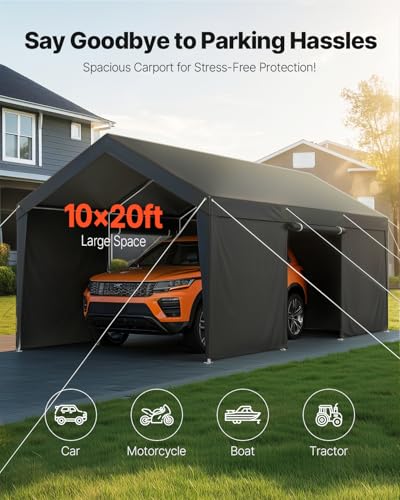 Upgraded 10x20 FT Heavy Duty Carport Canopy with Roll