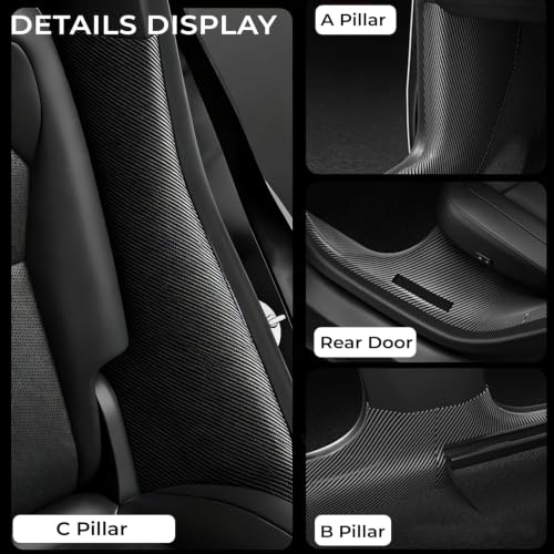 8Pcs Door Sill Protector for Tesla Model Y Juniper 2025 2026 Front and Rear Door Pedal Kick Protection Carbon Fiber Friction Resistant Model Y Juniper Interior Accessories