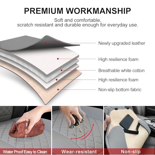 2 Pack Leather Front Car Seat Covers with Side Wrap Grey (2 Count)