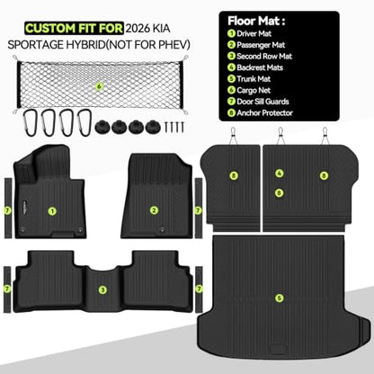 All Weather TPE Floor Mat Set for 2026 Kia Sportage Hybrid