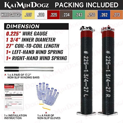 Pair of 1.75" Garage Door Torsion Springs Set with Non