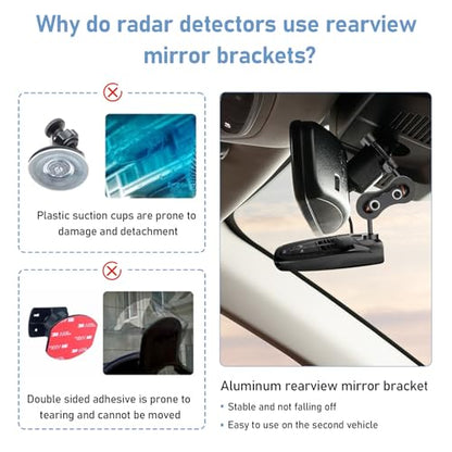 Radar Detector Mount+Rearview Mirror Hard Wire Power Cord kit 16"