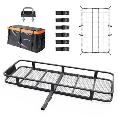 60''X 20''X6'' Folding Hitch Mount Cargo Carrier Basket with Stablizer