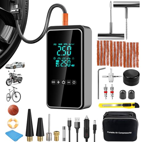 Tire Inflator Portable Air Compressor with Tire Repair Kit