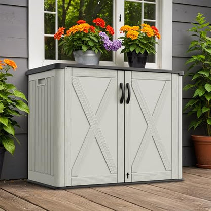 26 Cuft Outdoor Storage Box with Lockable Doors
