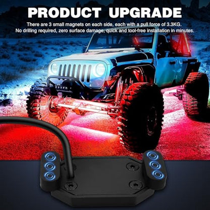 RGB LED Rock Lights Kit 6PCS Bluetooth App Control Multicolor (6 Count)
