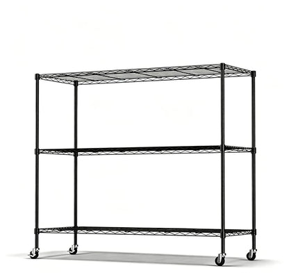 3 Tier Metal Storage Shelves 41''H Wire Shelving with Wheels for Storage Adjustable Heavy Duty Garage Shelving Storage Racks for Pantry Shelves Kitchen Office Garage