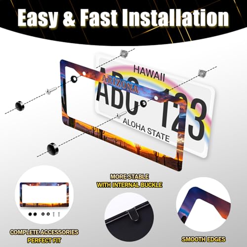 Arizona State Flag Stainless Steel State License Plate Frame 12.2 x 6.2Inch