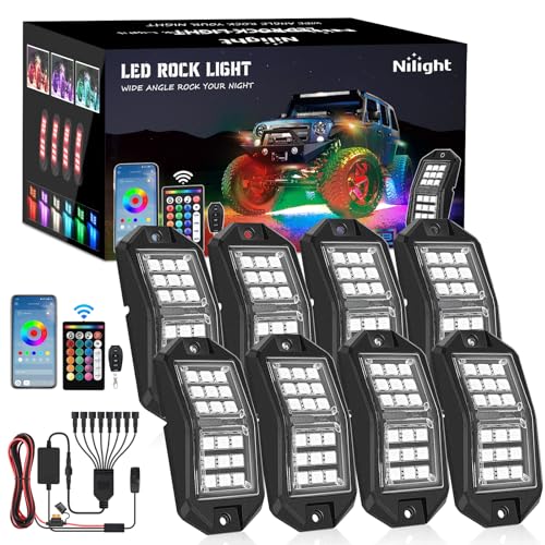 RGB LED Rock Lights Kit 8 PCS 18LED Wide Angle Wheel Well Light
