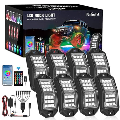 RGB LED Rock Lights Kit 8 PCS 18LED Wide Angle Wheel Well Light