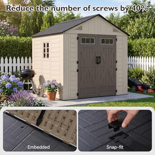 8x8 Ft Outdoor Storage Shed with Floor
