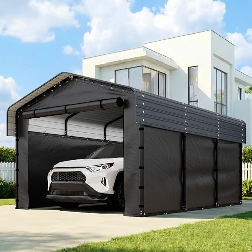 10x15 FT Heavy Duty Metal Carport with Removable Sidewalls