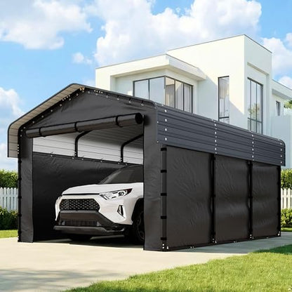 10x15 FT Heavy Duty Metal Carport with Removable Sidewalls
