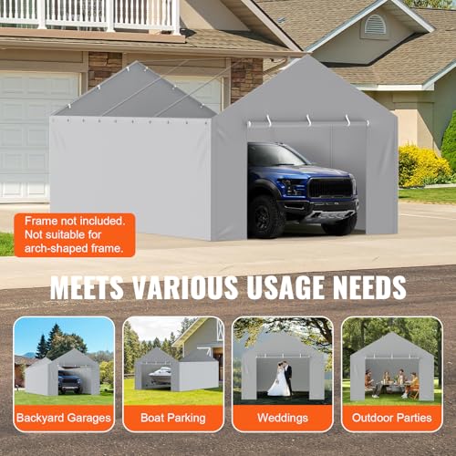 Carport Replacement Canopy Cover Side Wall 12 x 20 ft