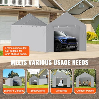 Carport Replacement Canopy Cover Side Wall 12 x 20 ft