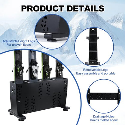 Freestanding Ski Storage Rack for 4 Pairs