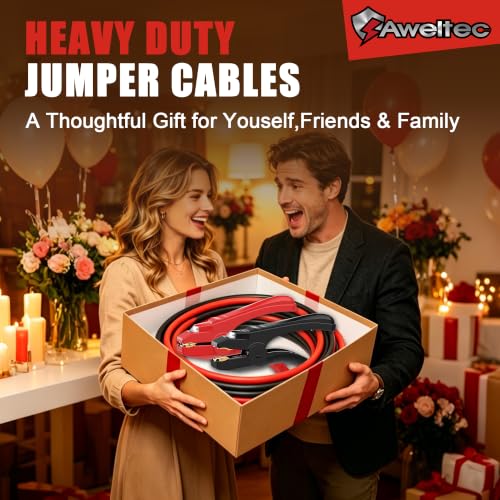6 Gauge 16 Feet Jumper Cables with LED Light (16 Foot)
