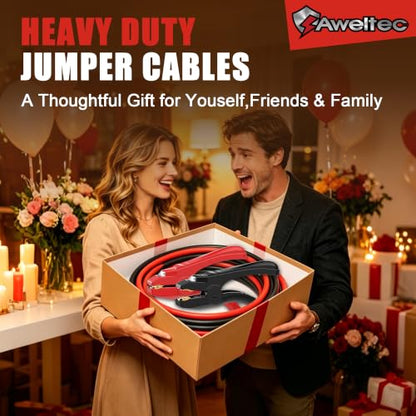 6 Gauge 16 Feet Jumper Cables with LED Light (16 Foot)