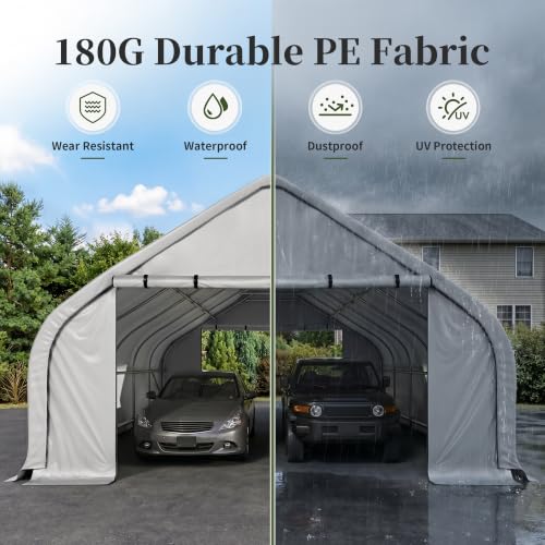 20x20 FT Curved Heavy Duty Carport Tent with Galvanized Steel