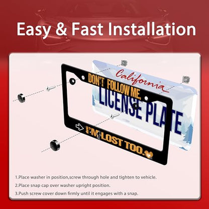 Don't Follow Me I'm Lost Too License Plate Frame Stainless Steel 2