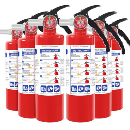 6 Pack ABC Dry Chemical Fire Extinguishers with Mount