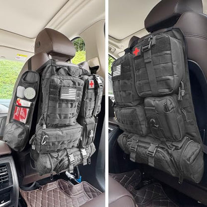 7 PACK Tactical Seat back organizer Truck organizer With 6 Detachable Pouches Universal For Car Truck Ford Jeep Military