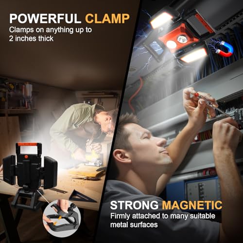 4000LM LED Work Light Rechargeable with Clamp