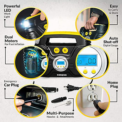 AC DC Tire Inflator Pump for Car 12V DC and Home 110V AC Swift Performance 2.0 Portable Air Compressor Pump for Car and Home