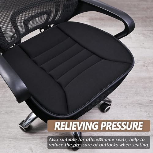 2PCS Car Seat Cushion Pad 1.2" Thick Comfort Seat Protector for Car Driver Seat Office Chair Home Use Memory Foam Seat Cushion with Non Slip Bottom (2 Count)