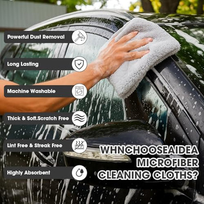 30 Pcs 16 x 16 Inch Edgeless Microfiber Plush Towels for Cars Detailing Drying Wash Polishing Absorbent Cleaning Cloths (30 Count)