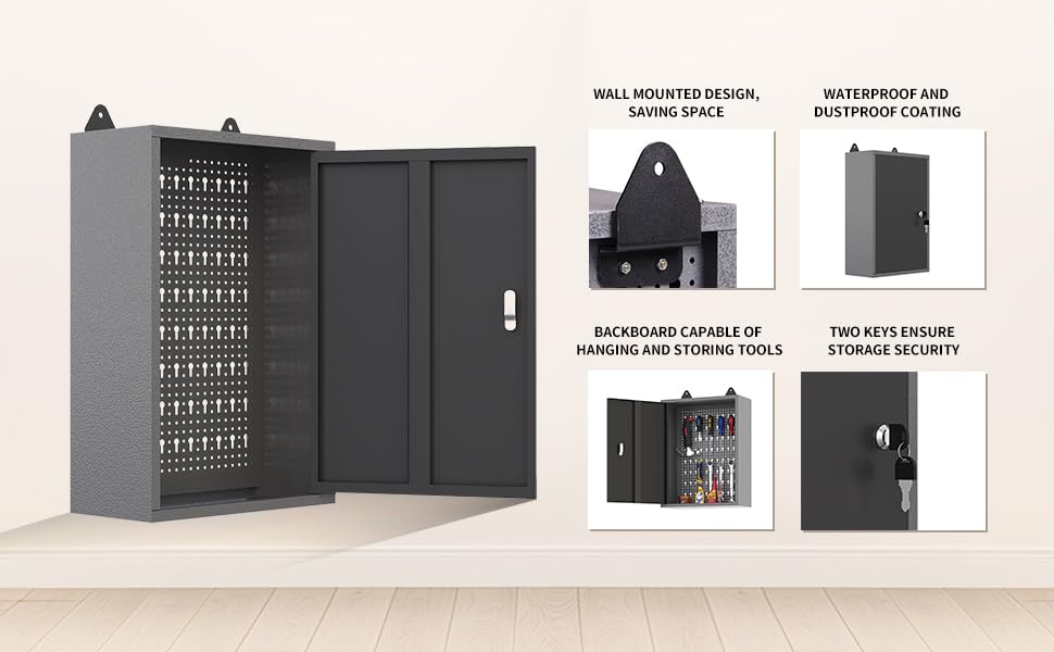 Garage Tool Storage Cabinet Workbench Desk with Wood Top
