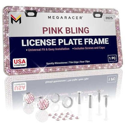 Glamorous Pink Bling License Plate Frame for Women