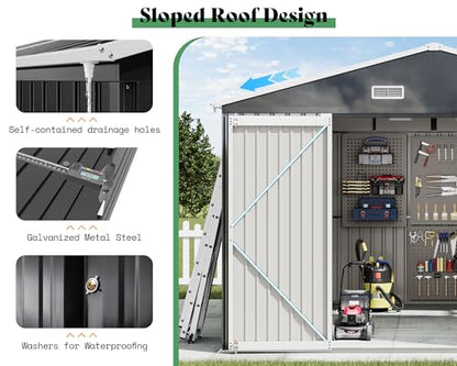 10x12x7 FT Outdoor Storage Shed with 2 Transparent Panels