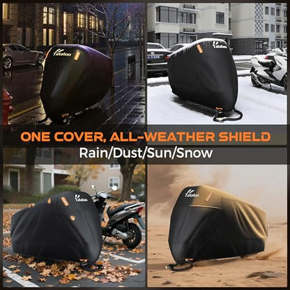 Heavy Duty Motorcycle Cover Waterproof Outdoor Storage Fits Up to 86.6"
