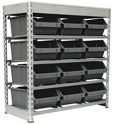 Bin Rack Boltless Steel Storage System Organizer w (12 Count)