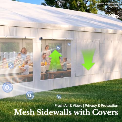 20x20ft Heavy Duty Party Tent Outdoor Canopy with Mesh Windows