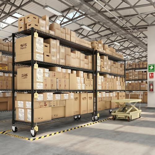 4 Tier Heavy Duty Shelving with Wheels