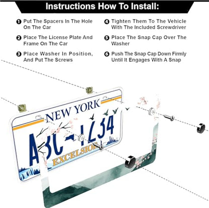 Mountains Cherry Blossom License Plate Frames