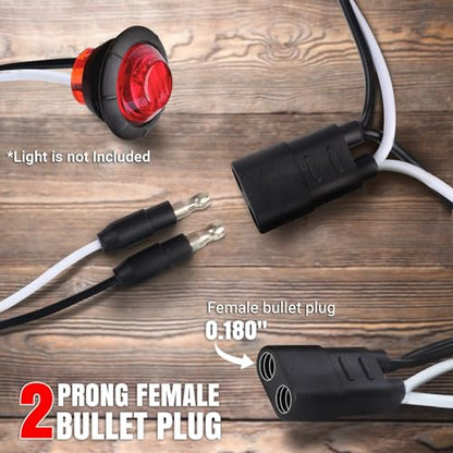 100 Count 2 Prong Wire Harness Roll Double Female Bullet Plug 18 Gauge