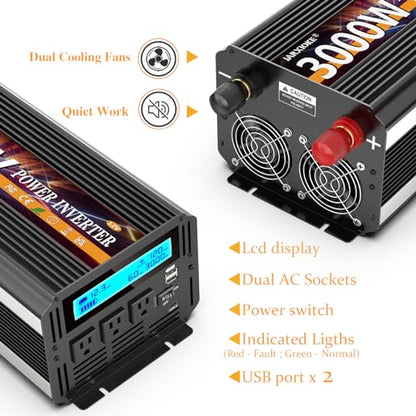 3000W Power Inverter 12V DC to AC 110V