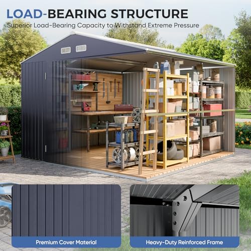 10x10 FT Metal Storage Shed with Reinforced Frame