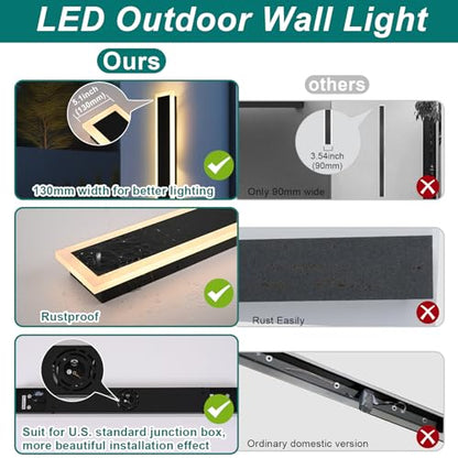 2 Pack Modern Outdoor Long Wall Lights Fixture (2 Count)