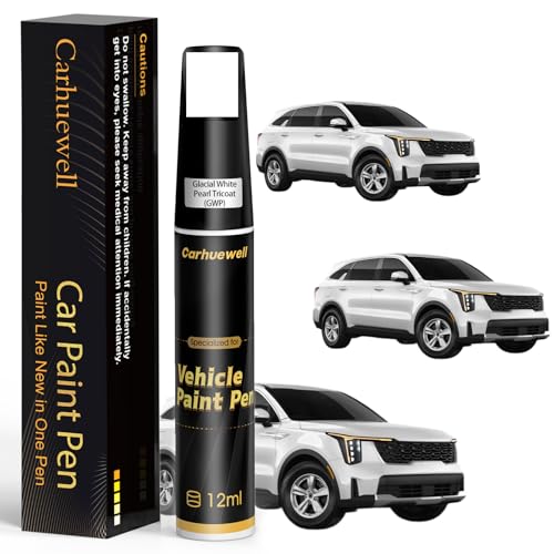 GWP) Glacial White Pearl Tricoat Touch Up Paint Compatible with Kia, Exact Match Car Paint Pen Automotive Scratch Repair Remover Kit Quick & Easy Solution for Vehicle Chips and Nicks