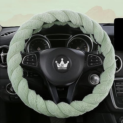 Luxury Fluffy Winter Car Steering Wheel Cover for Women Soft Warm Plush Cute Auto Accessories for Vehicle